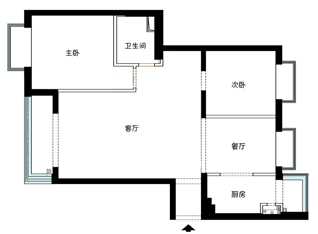 有两种布局思路:1)玄关柜布置在一侧或两侧墙体过道宽度达到150cm