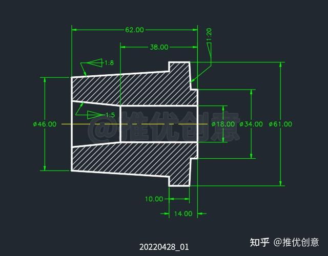 这个图CAD该怎么画求解,锥度和斜度不理解? - 知乎