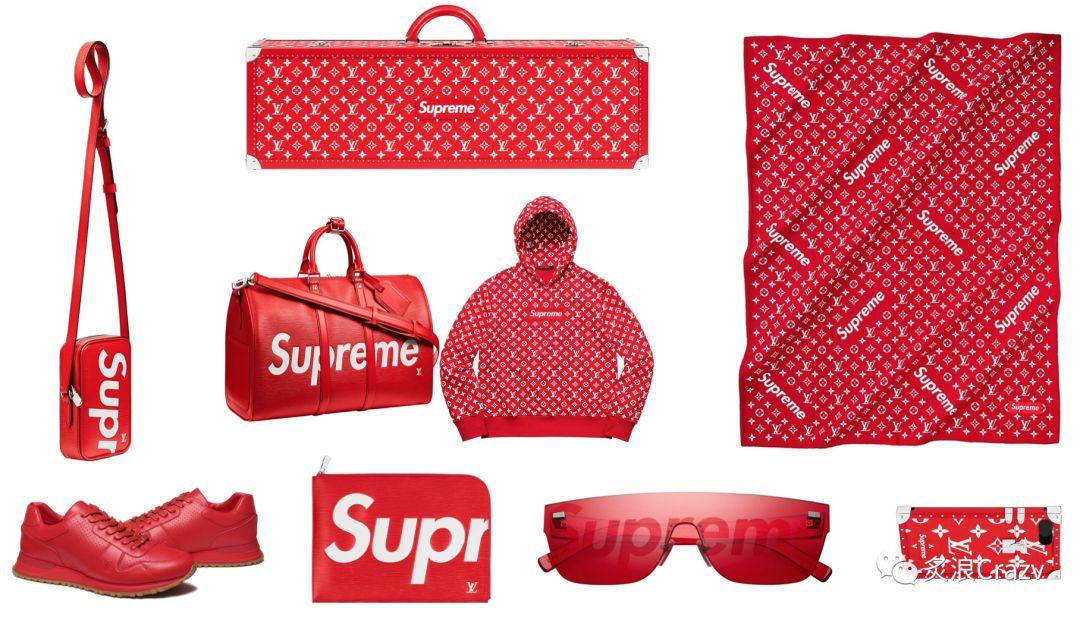 再来深入分析这些颜色,红色作为supreme的品牌色,大占比的出现,在与