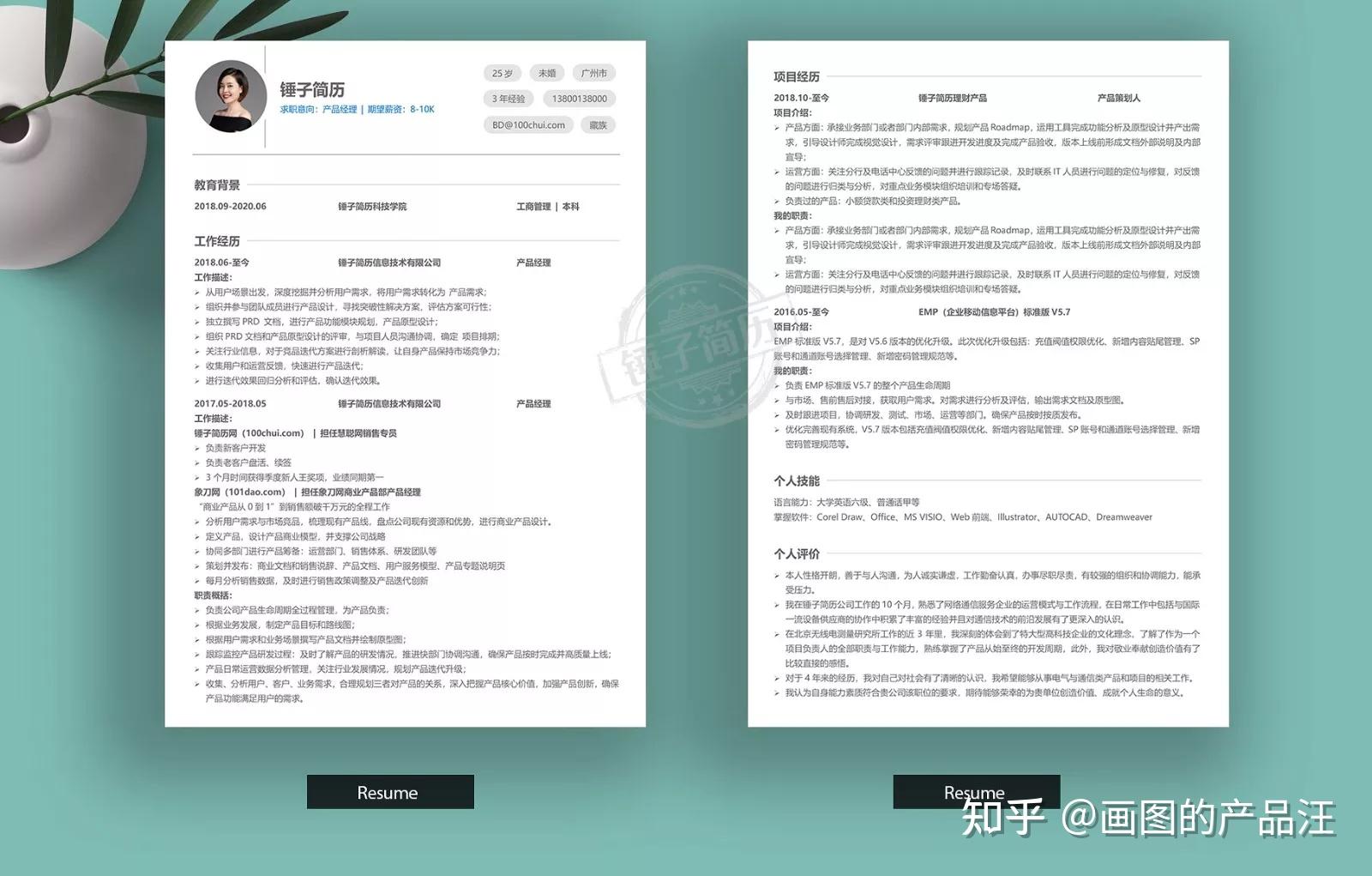 产品经理多页个人简历