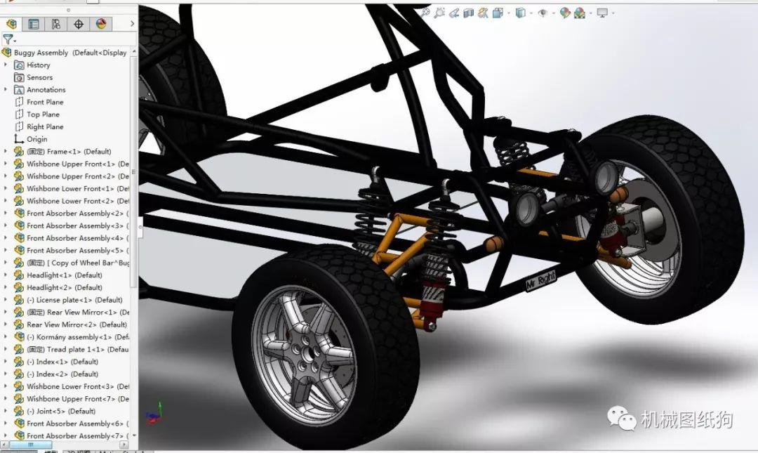 【卡丁賽車】offroad buggy越野鋼管車框架模型3d圖紙 solidworks設計