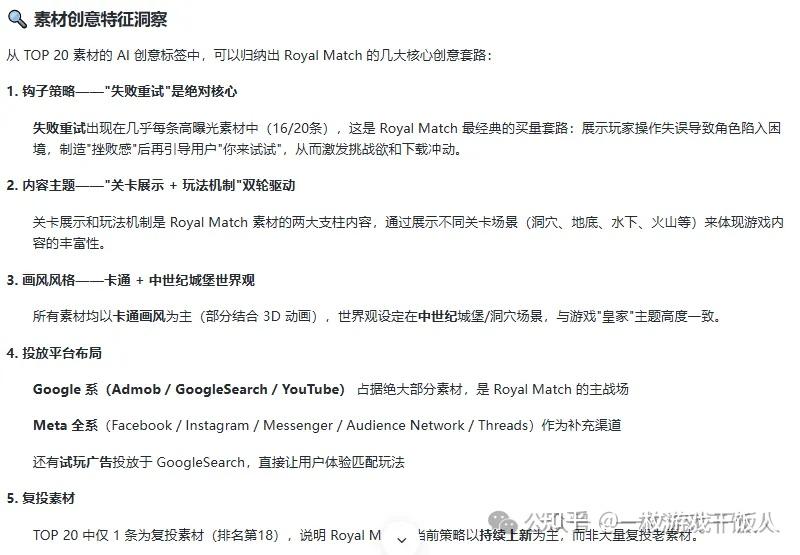 如何使用AI精准获取Royal Match全生命周期的投放策略