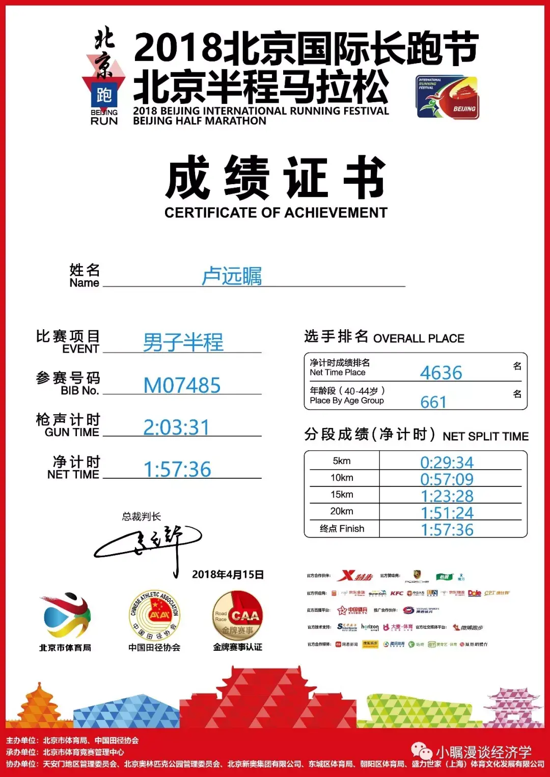 半马嘛,对成绩不会有什么要求了,哪怕2小时30分也不要紧.