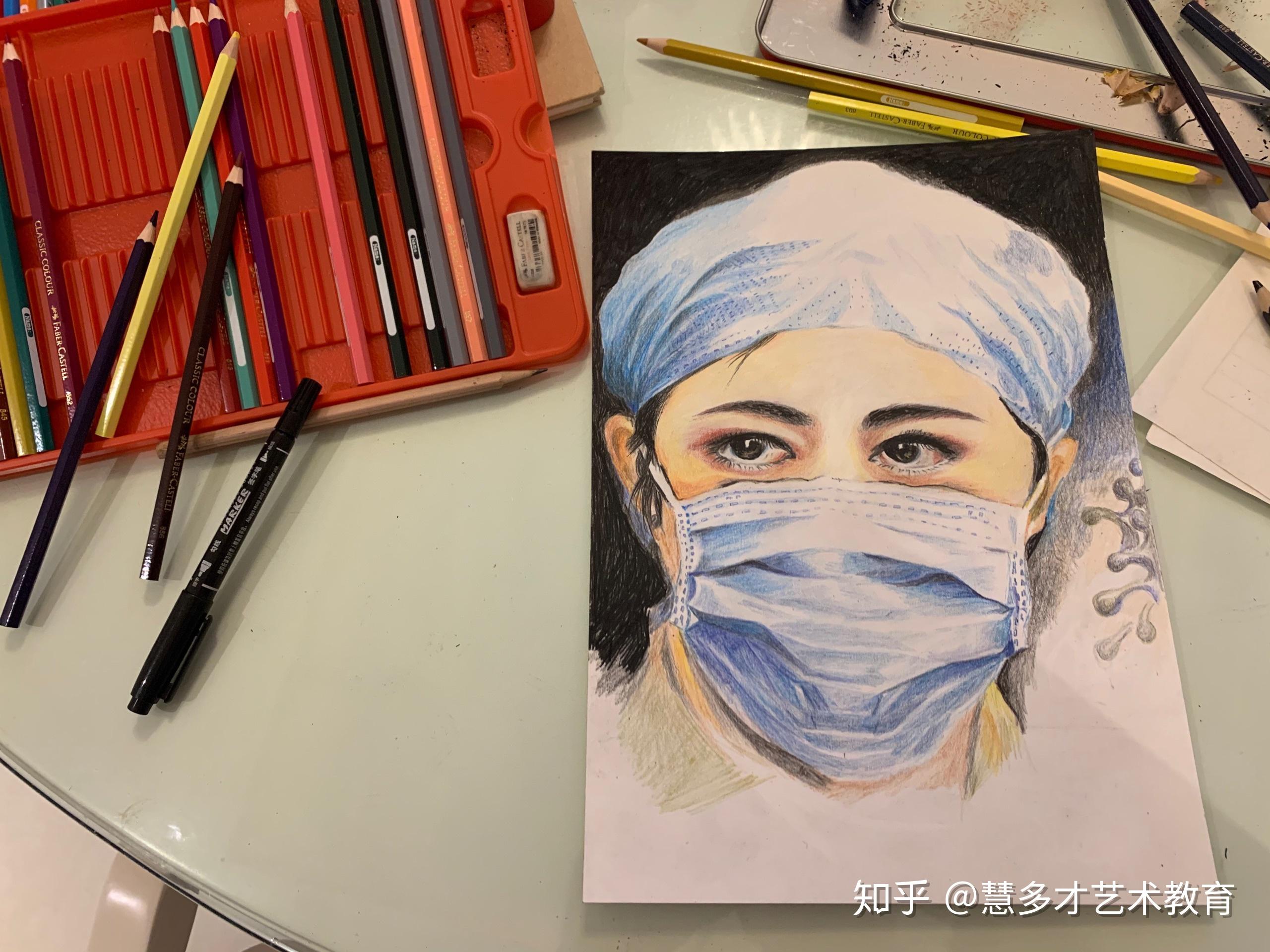 这幅彩铅最美逆行者以此致敬于我们的年轻医务工作者可爱的白衣天使