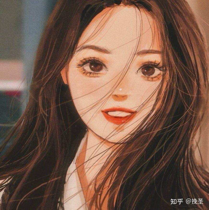 有没有长卷发超级温柔的动漫女生头像