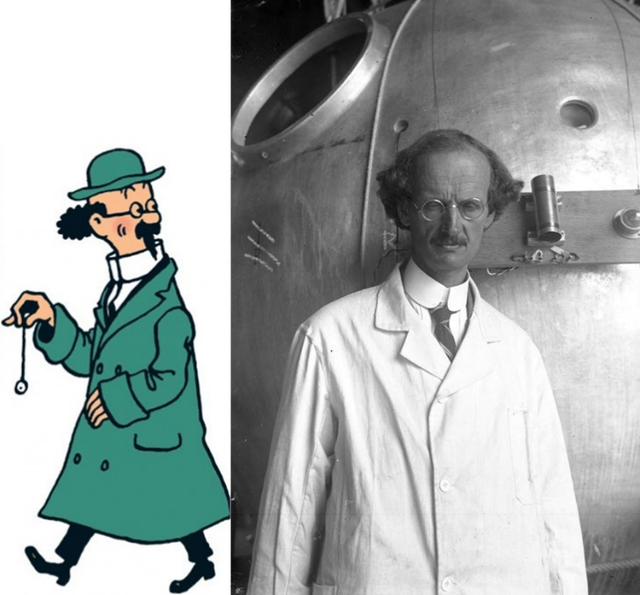 记》中教授(左)的原型他的老爹奥古斯特 · 皮卡德(auguste piccard)