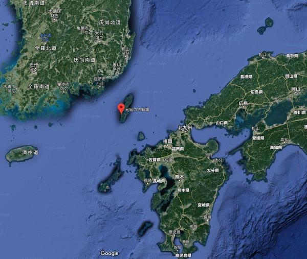 (红点为对马岛在地图上的位置,是连接朝鲜半岛和日本本土的跳板