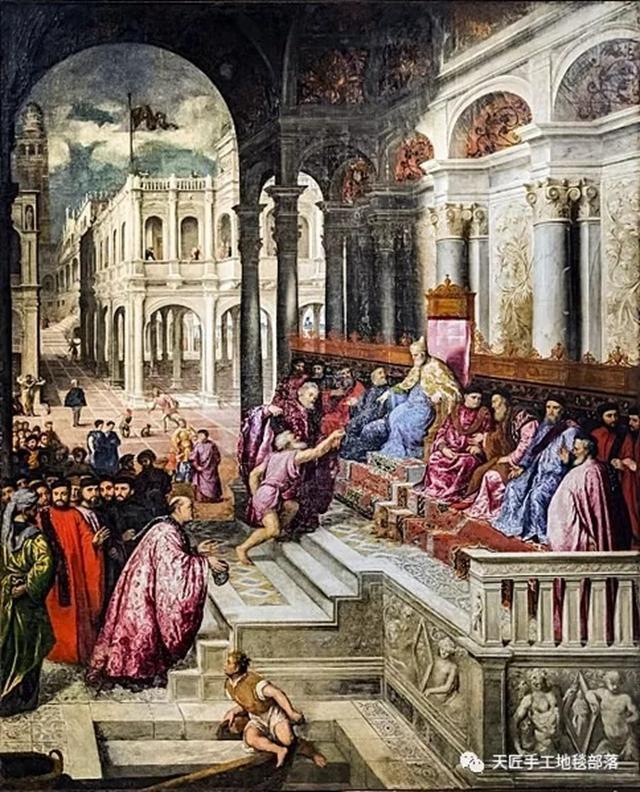 意大利画家巴丽斯·博尔多内,将戒指呈给总督除了铺地以外,16世纪