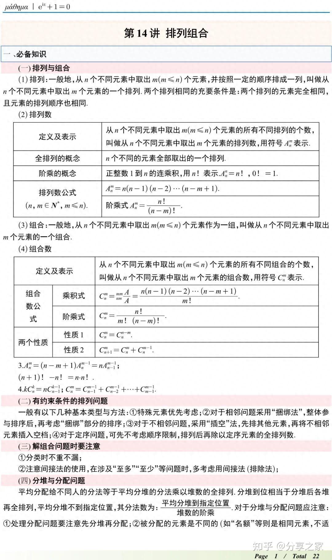 高三排列组合专项（概念/方法/应用）的简单介绍
