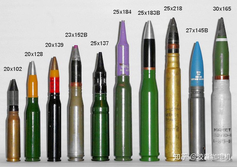 注:编号的规则是口径x弹壳长度,比如30x165代表口径30mm,弹壳长度