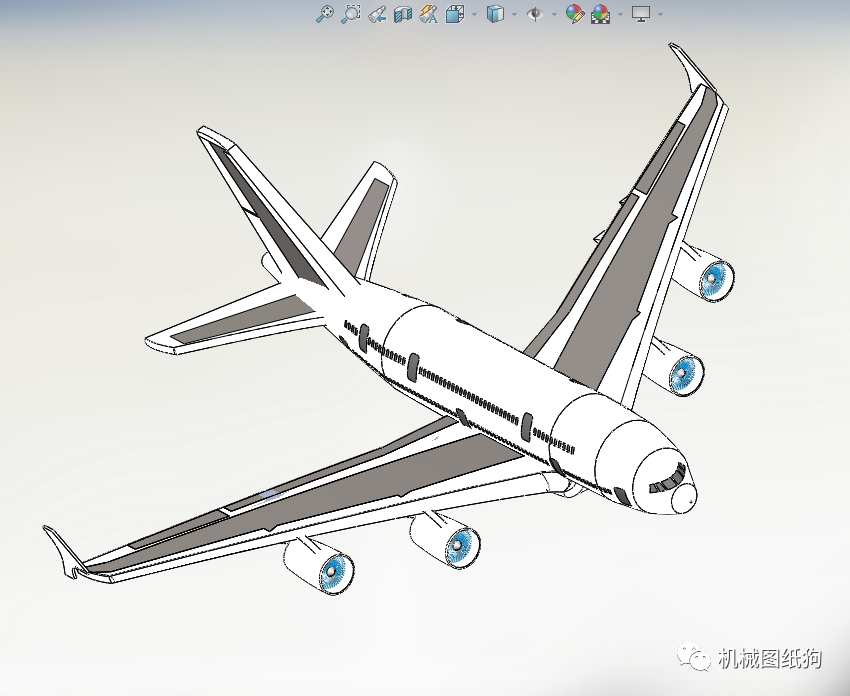 【飛行模型】飛機a380簡易模型3d圖紙 solidworks設計 附x_t x_b