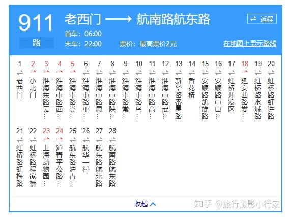 公交线路:图片截取自网络911从老西门站出发途经黄浦,徐汇,长宁,闵行4