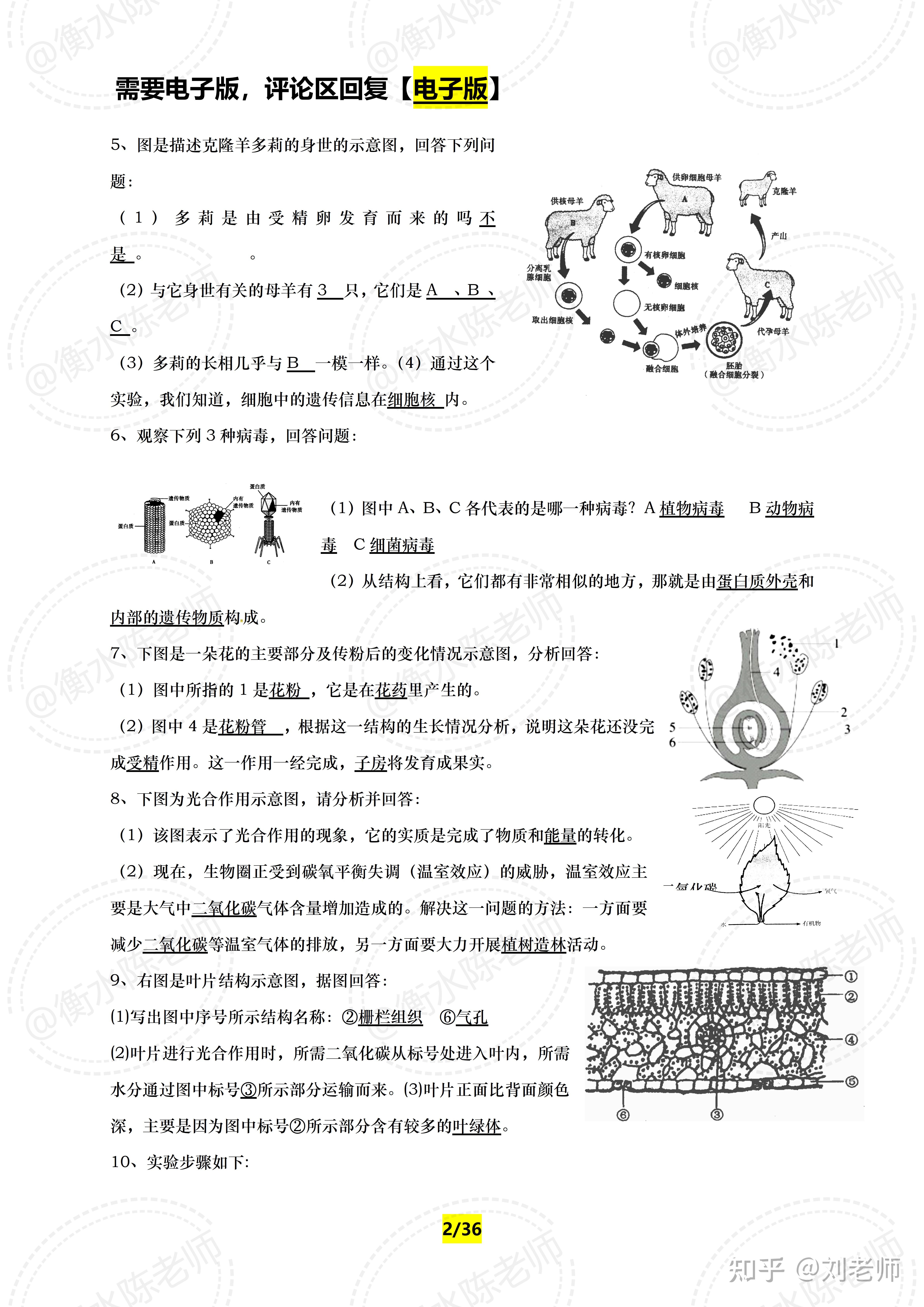 2023年全新初中会考生物【识图作图题】重点考点总结,全是试卷中必出