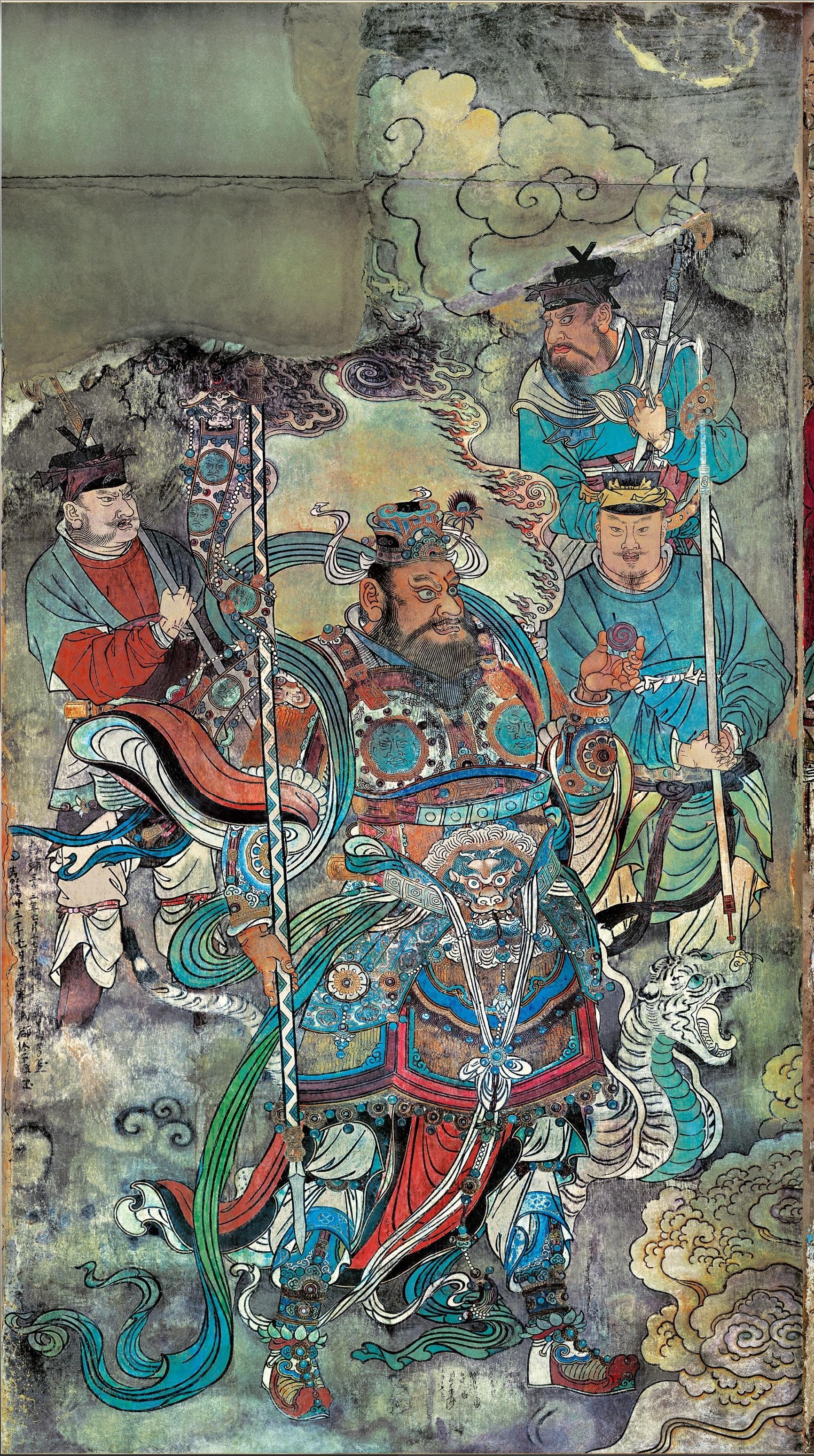 山西永乐宫三清殿-元代壁画《朝元图》:290位神仙,浩荡朝拜道祖,满壁