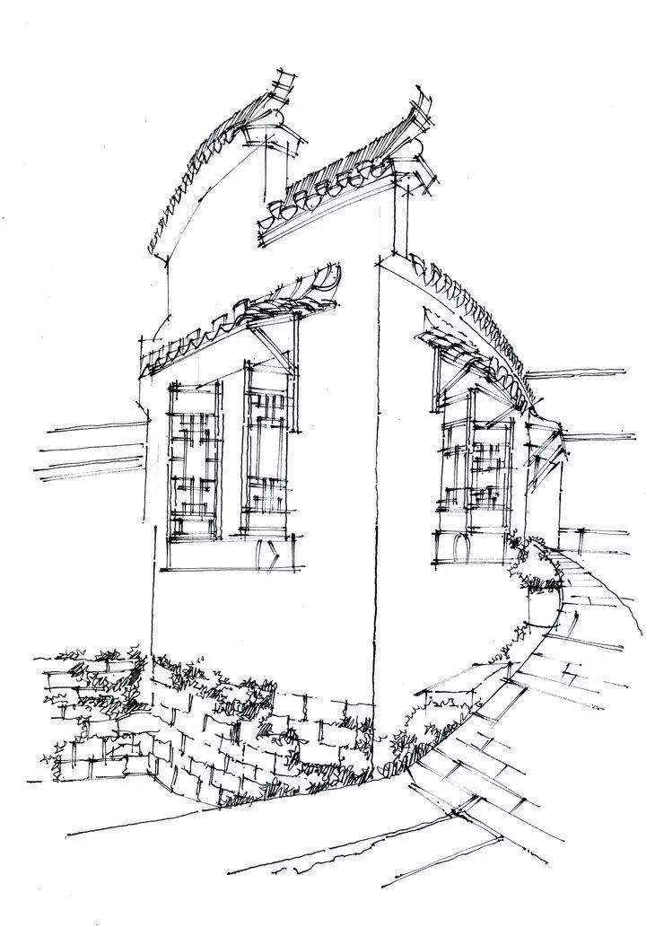 一行手绘原创精选100幅中国古建筑钢笔画步骤图视频解说送给勤奋得让