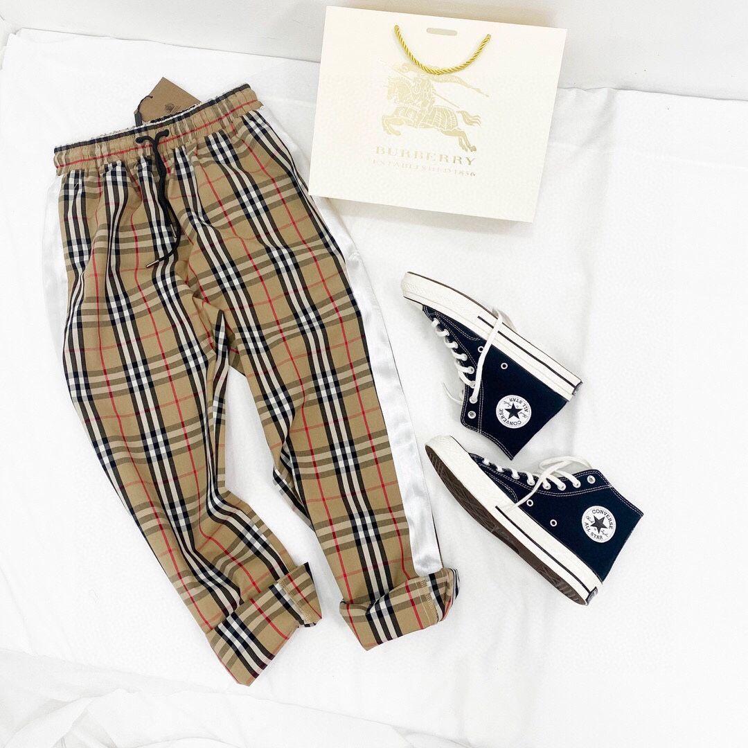 bbr巴宝莉经典格子侧边织带长裤