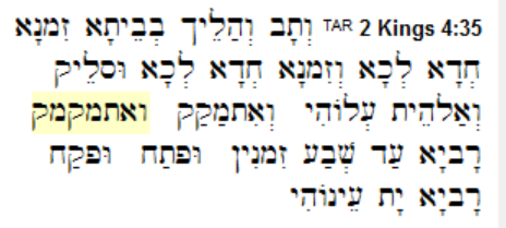 圣经列王纪下4.35应当如何翻译?