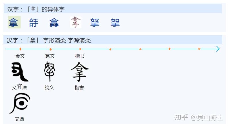 “拿”字的部首是“人”还是“手”？ - 知乎