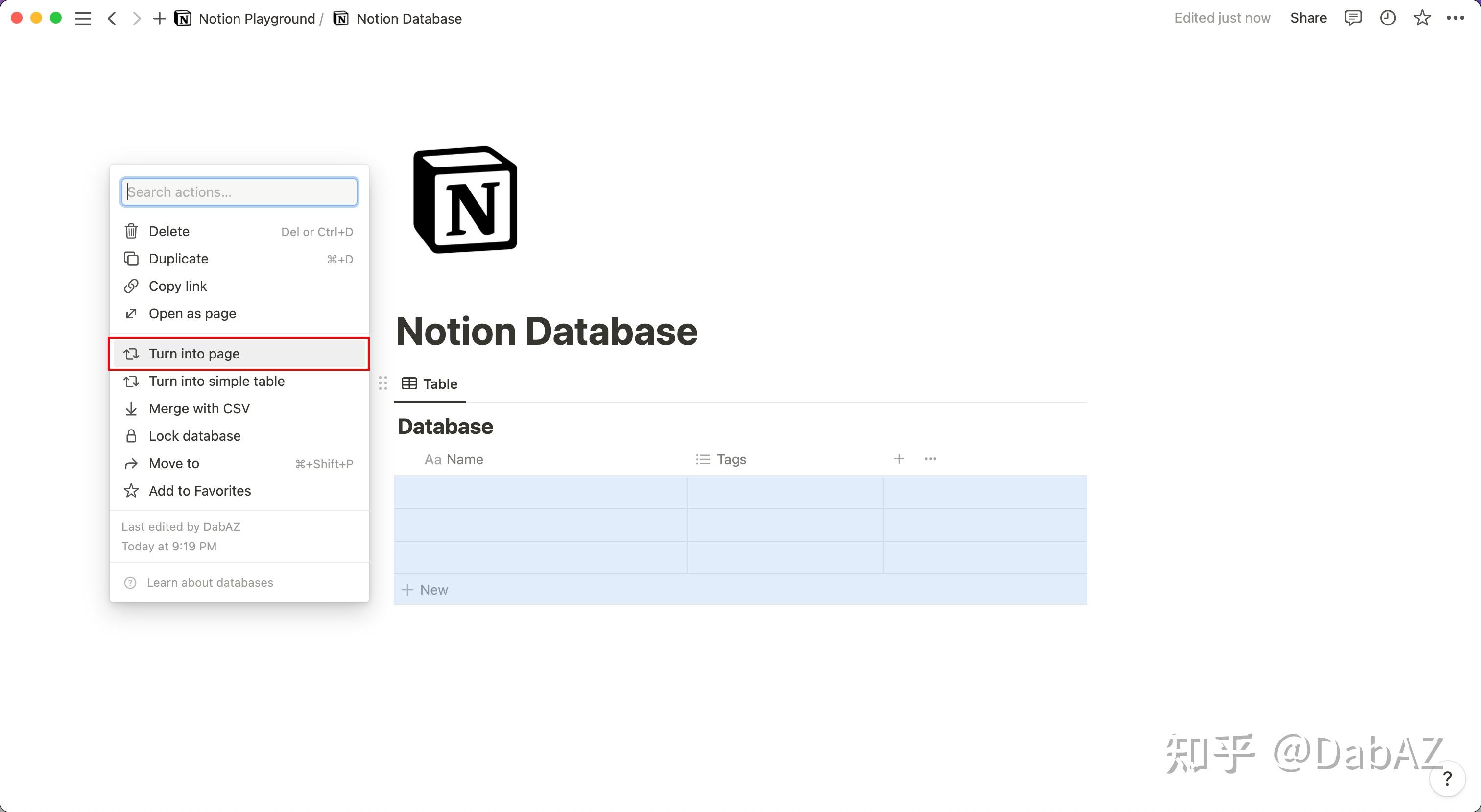 Notion database 