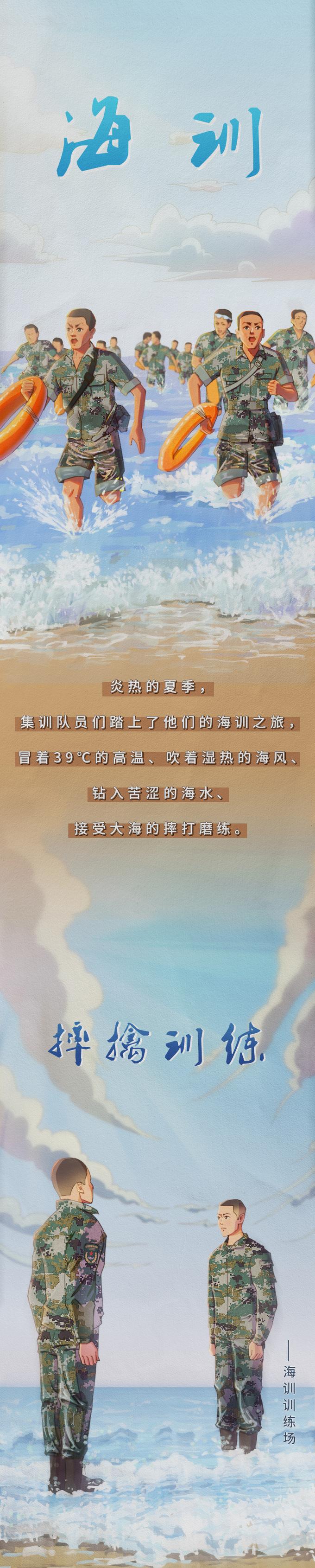 军视萌漫盛夏时节兵哥哥们在海训场上劈波斩浪