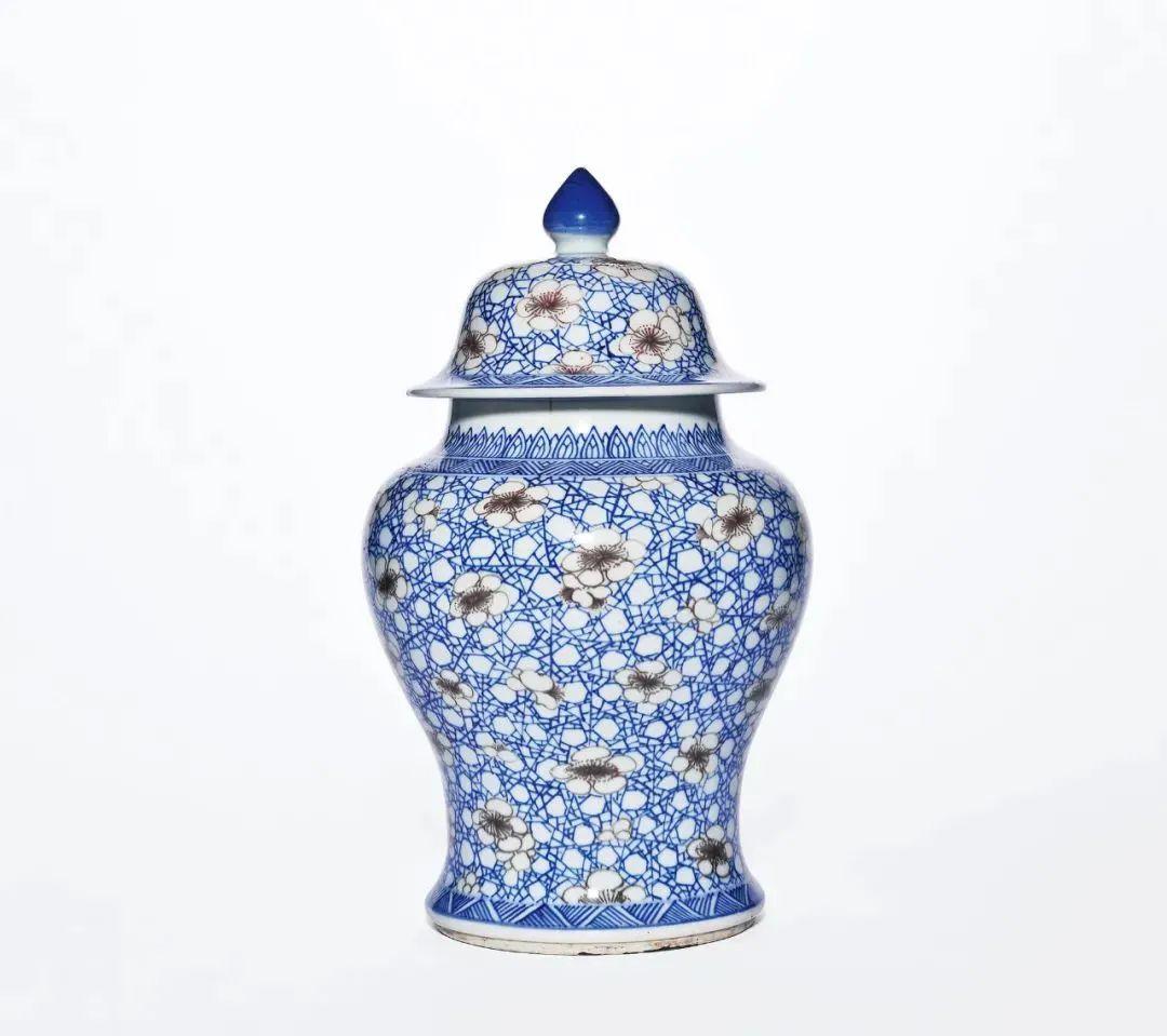 清時代 氷裂梅花紋染付花入 花生  時代物 清時代 氷裂梅花紋染付花入 花生 時代物 染付梅花氷