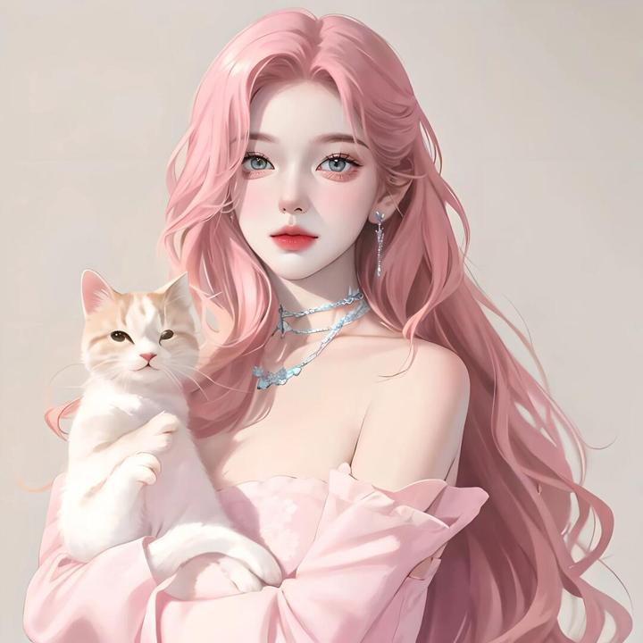 女生头像,粉色动漫御姐女头