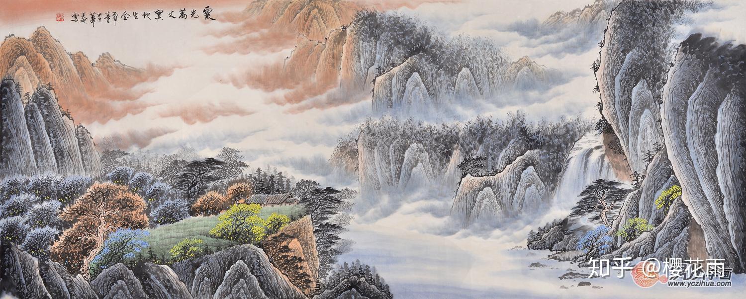 当代名家易天也手绘国画经典山水画