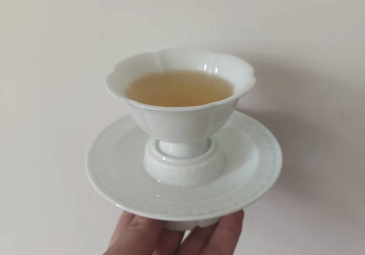 意叁陶瓷出品湖田窑影青瓷莲花杯盏,宋代点茶至简至雅的茶器