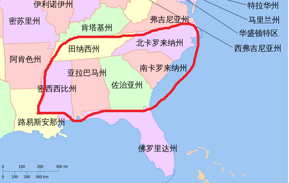 美国田纳西州地图位置图片
