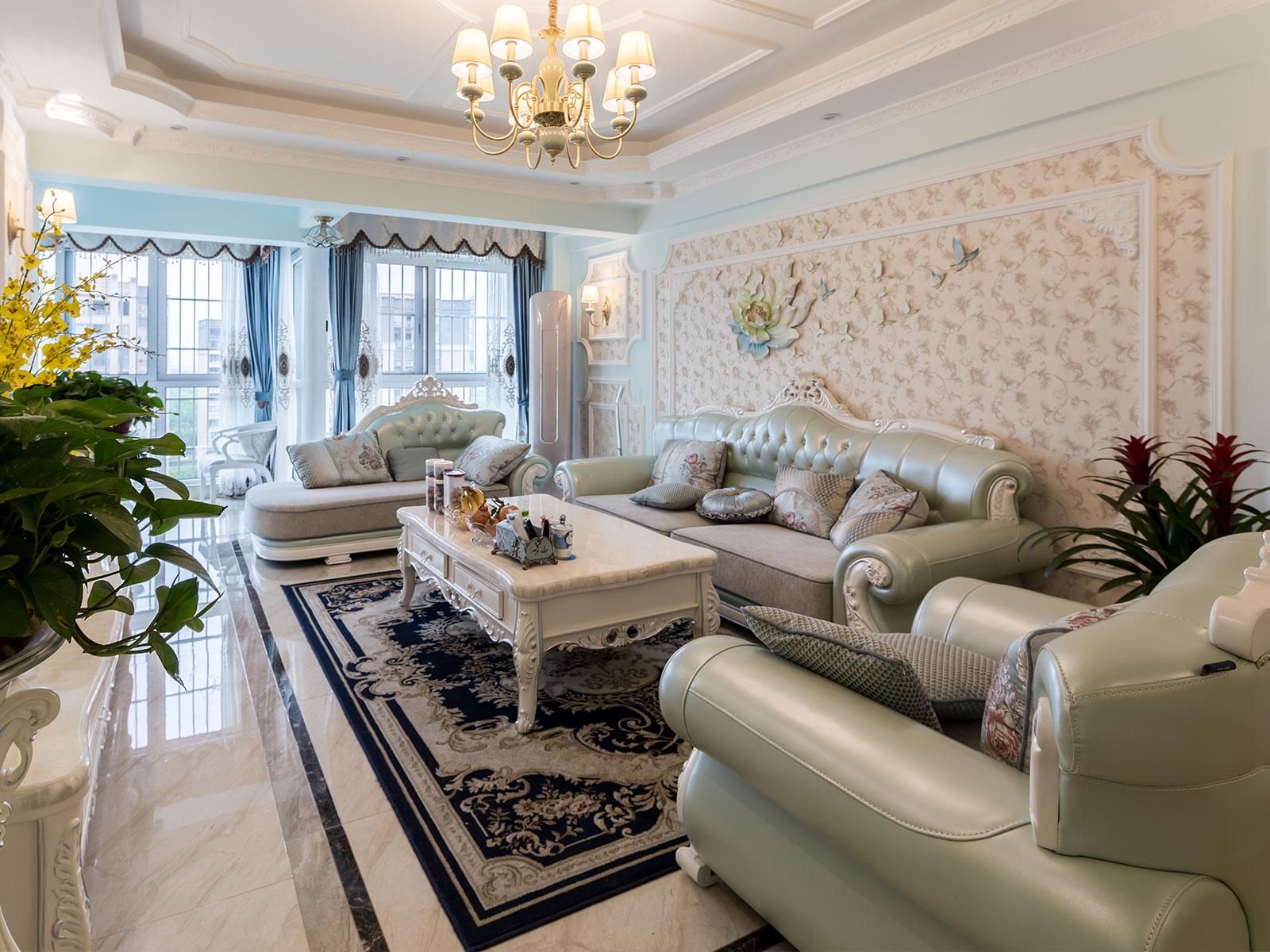 美炸了成都90平简约法式风格装修效果图实景图