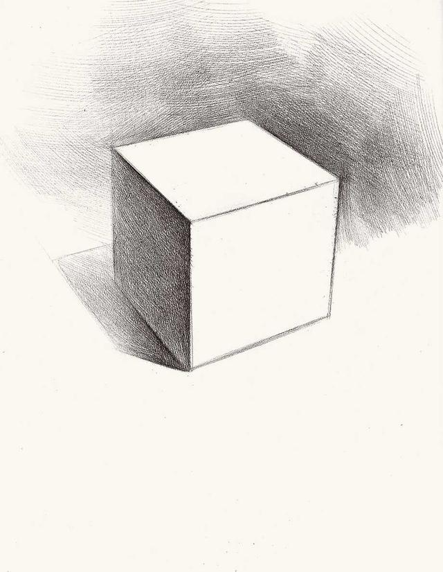 素描基础入门俯视的正方体的画法