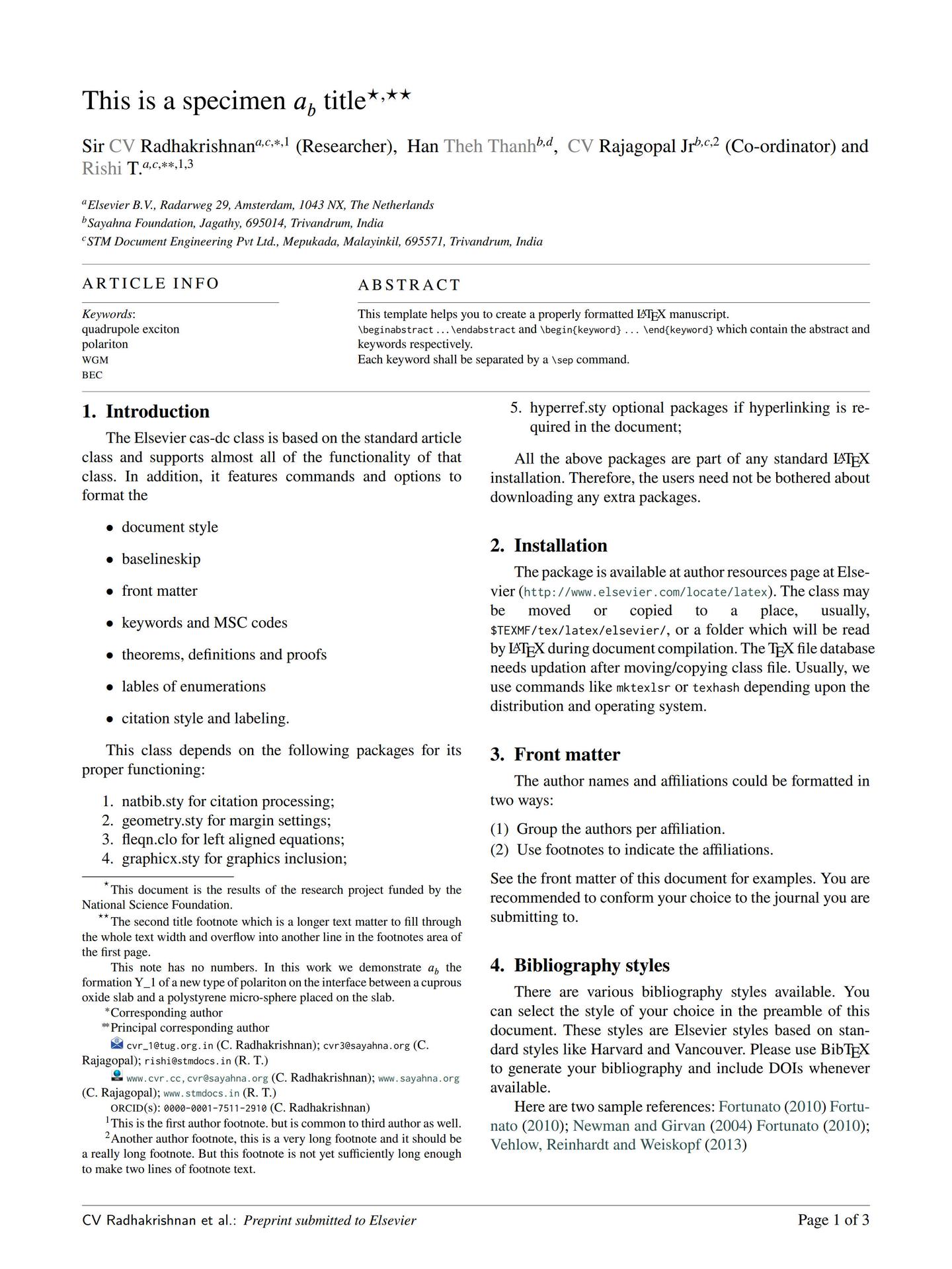 Elsevier latex 