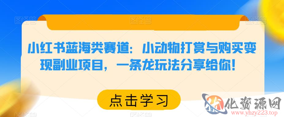 小红书蓝海类赛道：小动物打赏与购买变现副业项目，一条龙玩法分享给你！