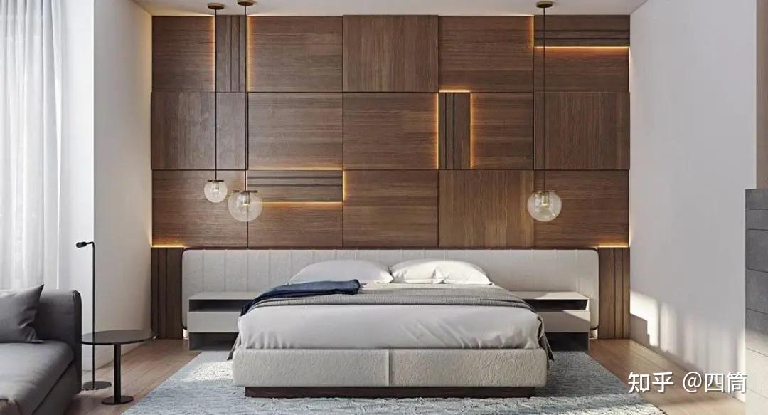 栅格和块状的木饰面造型是最为常见的,可以一下就把亮点展示出来,非常