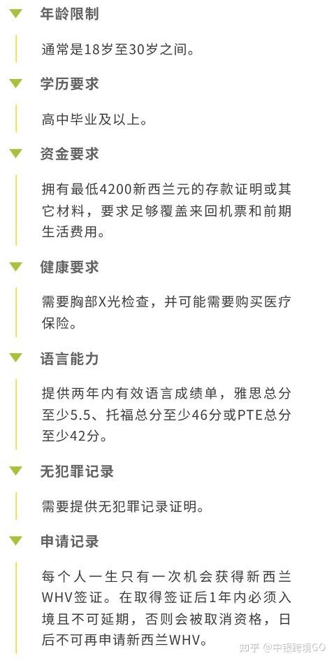 新西兰打工度假签证的要求有哪些?