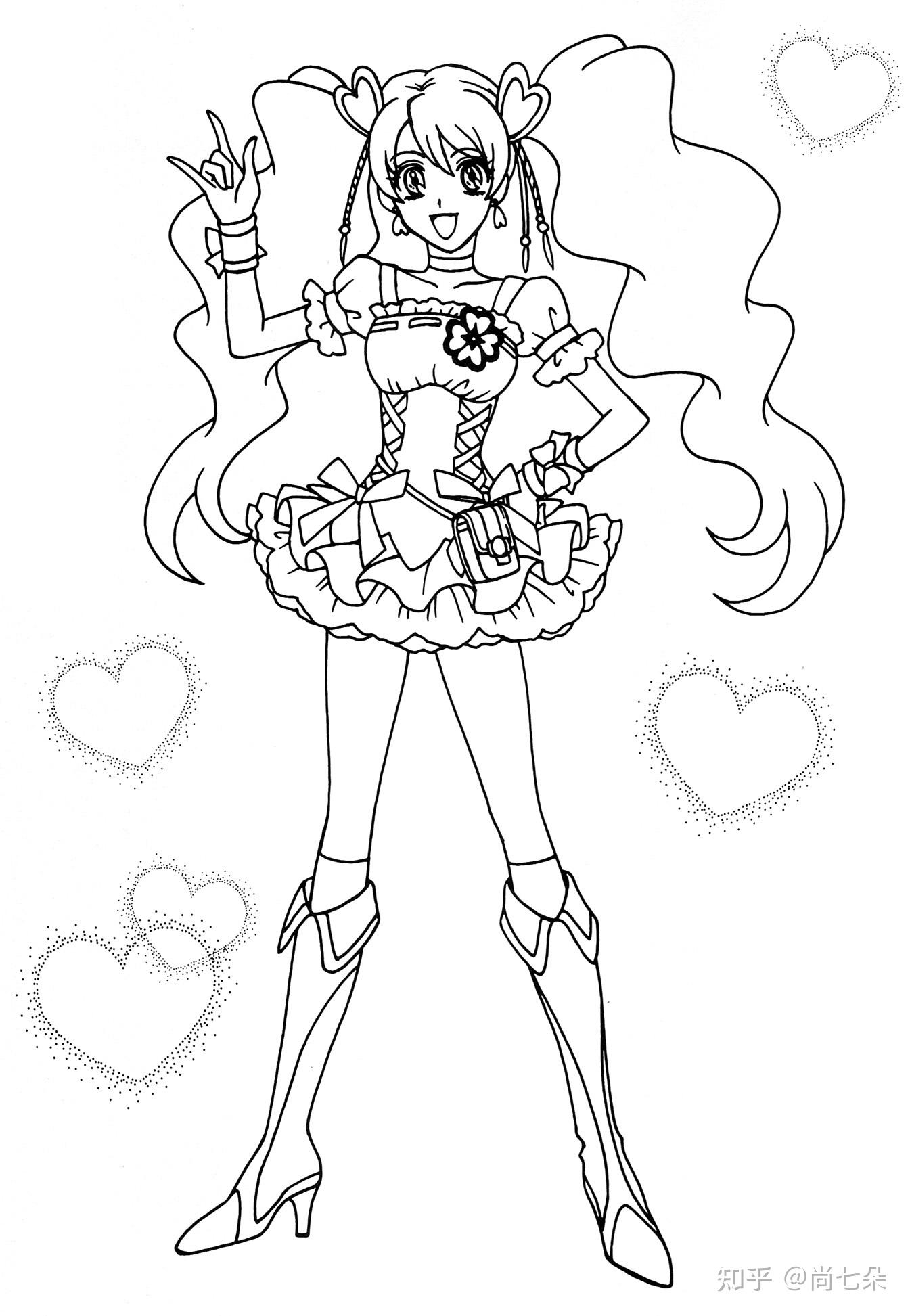 卡通漫画美女涂色填色卡涂鸦安静书美术学习资料儿童画素材资源4