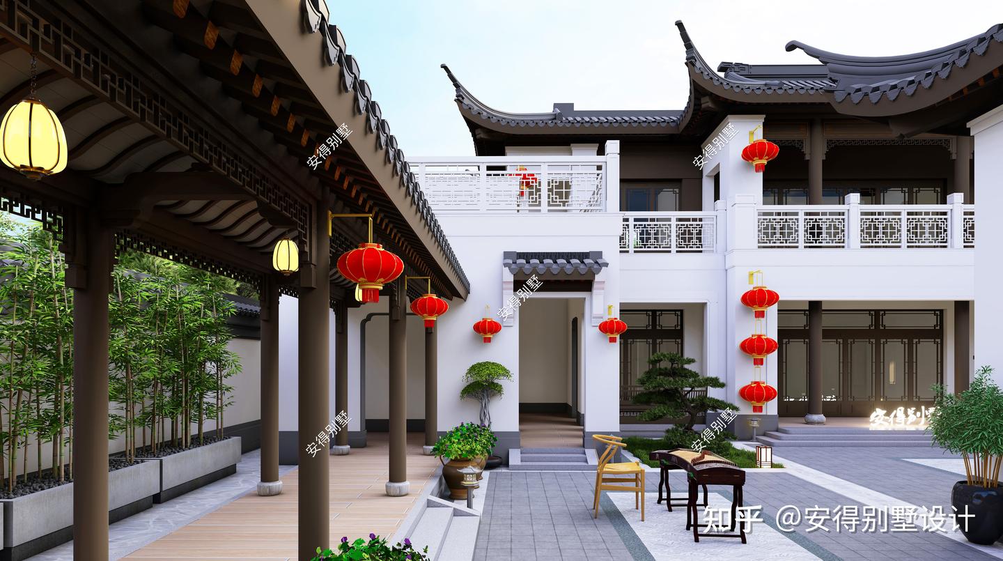 开间30米的2层中式合院设计,建筑端庄大气、庭院惬意舒适! - 知乎