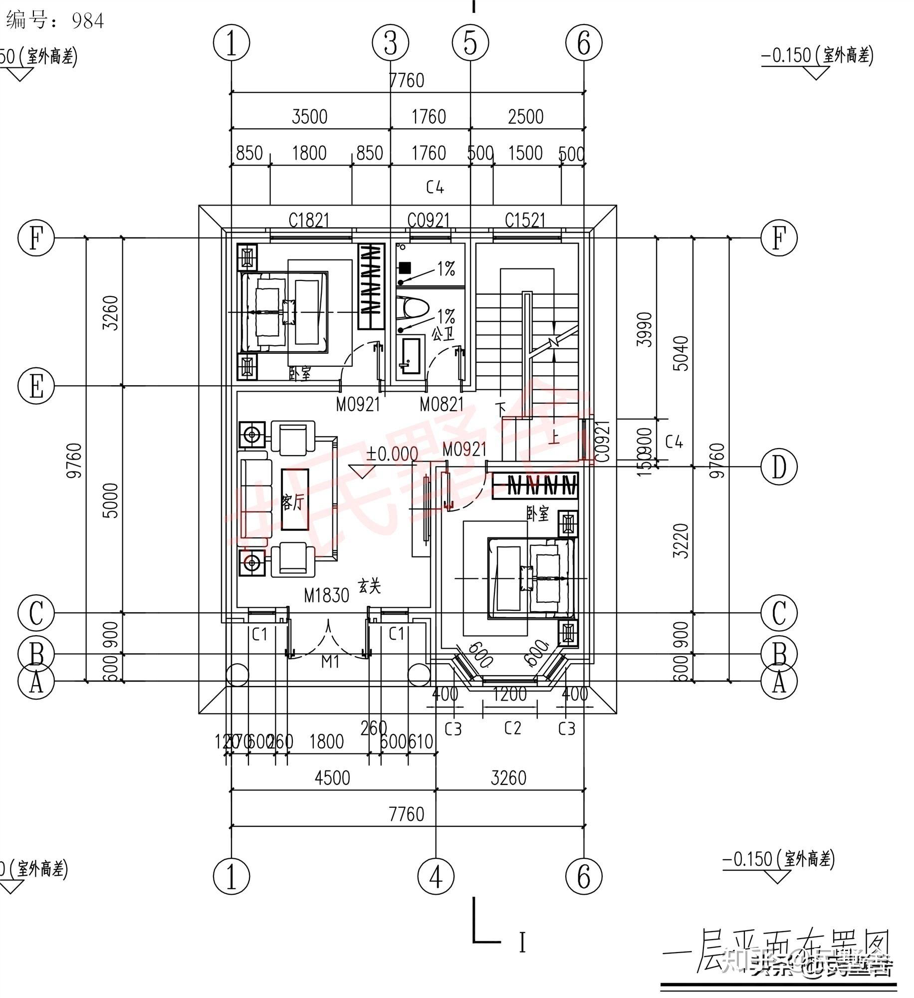 二层设计:简单的三室,没有刻意的设计,6平方的门头刚好延伸出阳台的