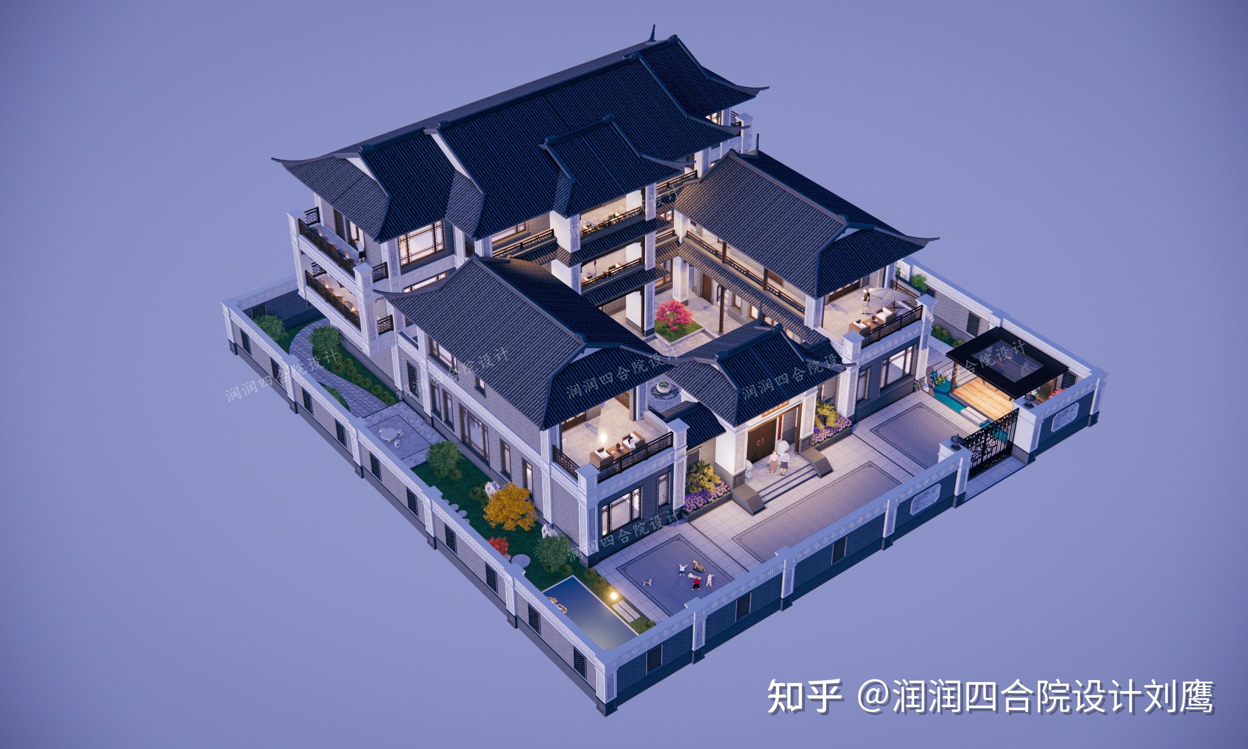 润润四合院设计刘鹰:潮汕中式三层四合院25×26.5,青砖与石材搭出别致的古朴高级感 - 知乎