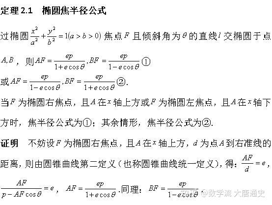 有没有完整的圆锥曲线抛物线的焦点弦弦长公式