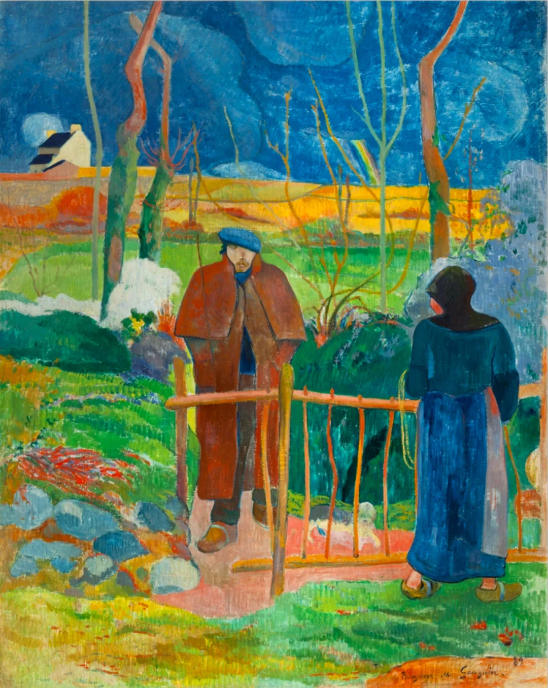 此场景,高更绘有两幅作品,相似度很高,见下图 ,(当时的印象派画家会对