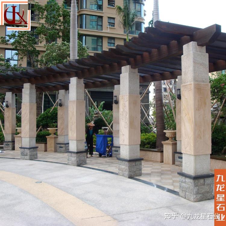 花岗岩圆柱院子大门石头柱子图片集