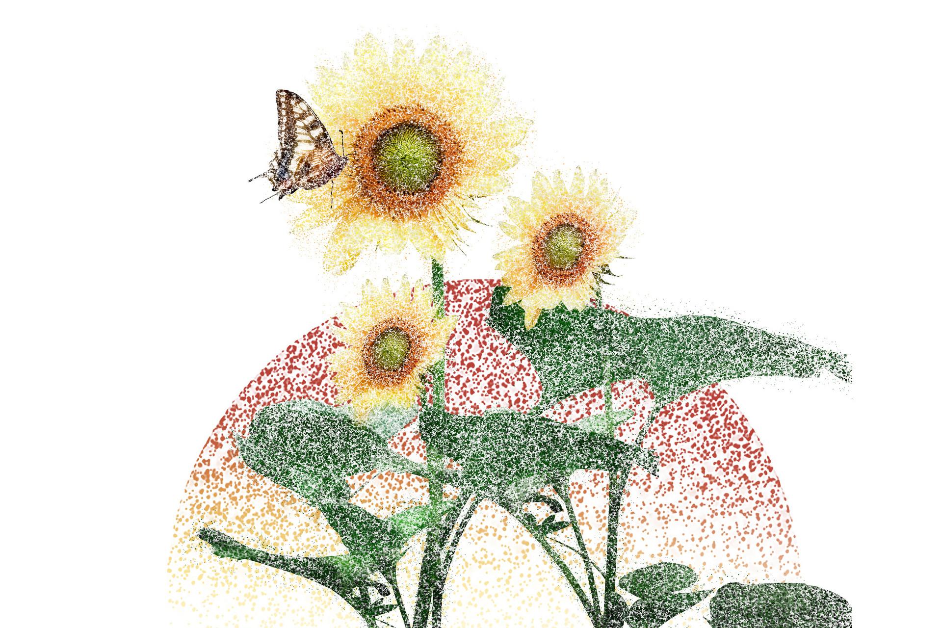 创意点绘插画笔尖跳动生命丛生