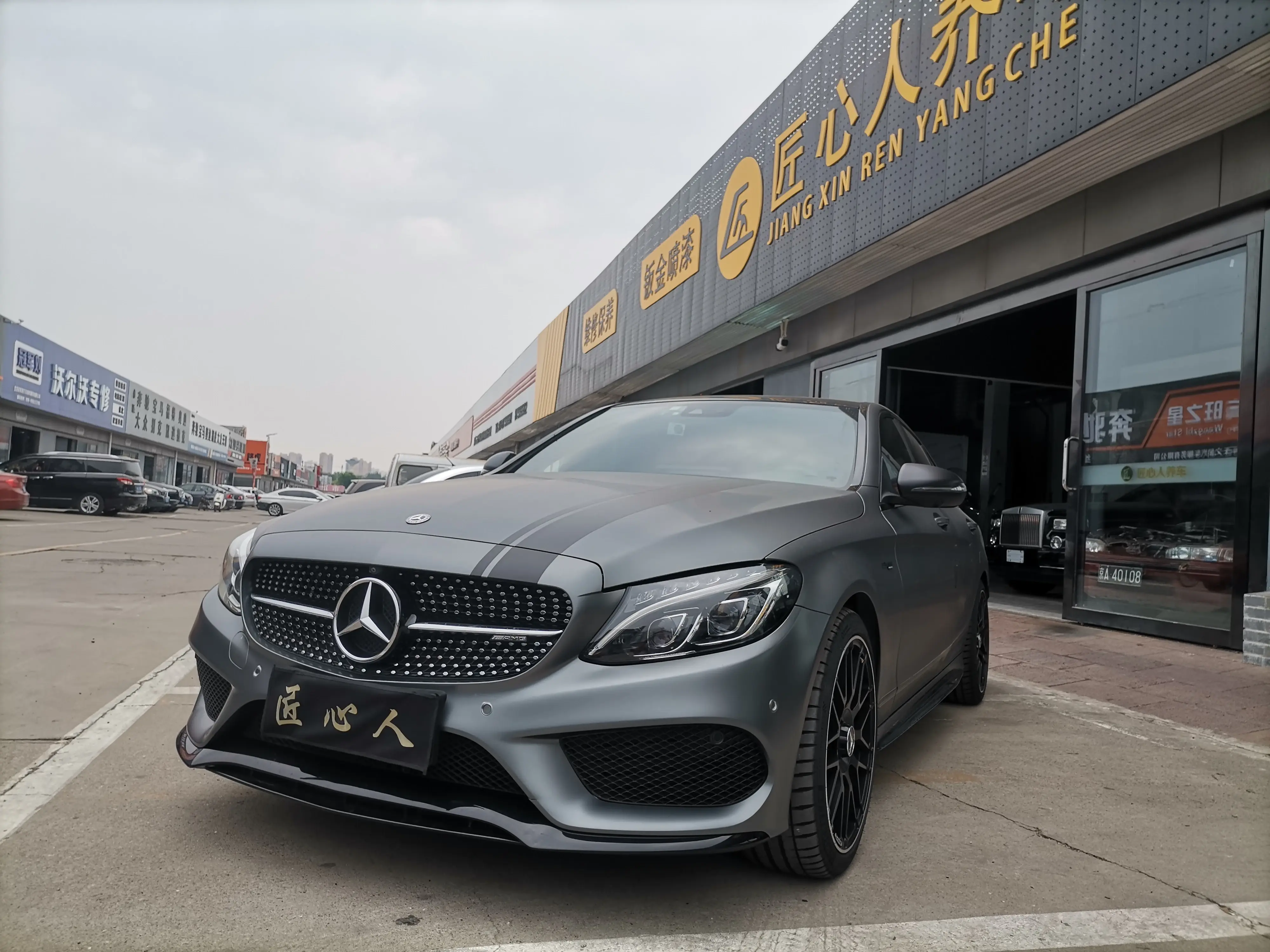 隐形车衣案例鉴赏奔驰c43amg装贴哑光隐形车衣