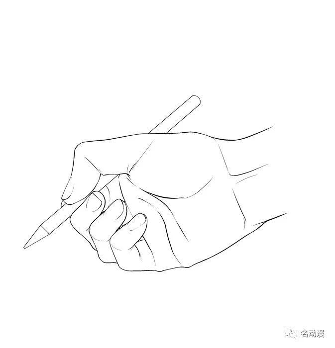 素描拿笔手势图片