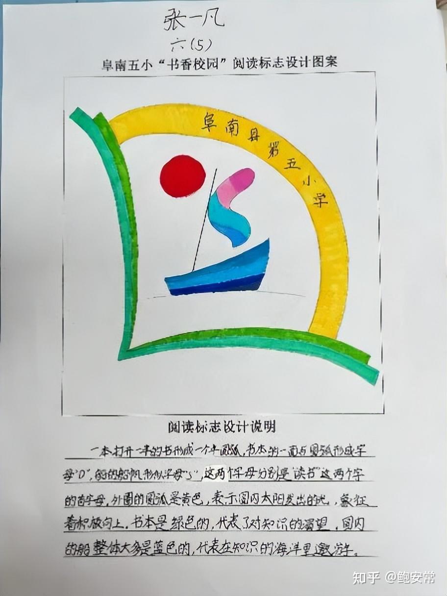 阜阳阜南:第五小学一校一品特色校园读书主题logo设计展示