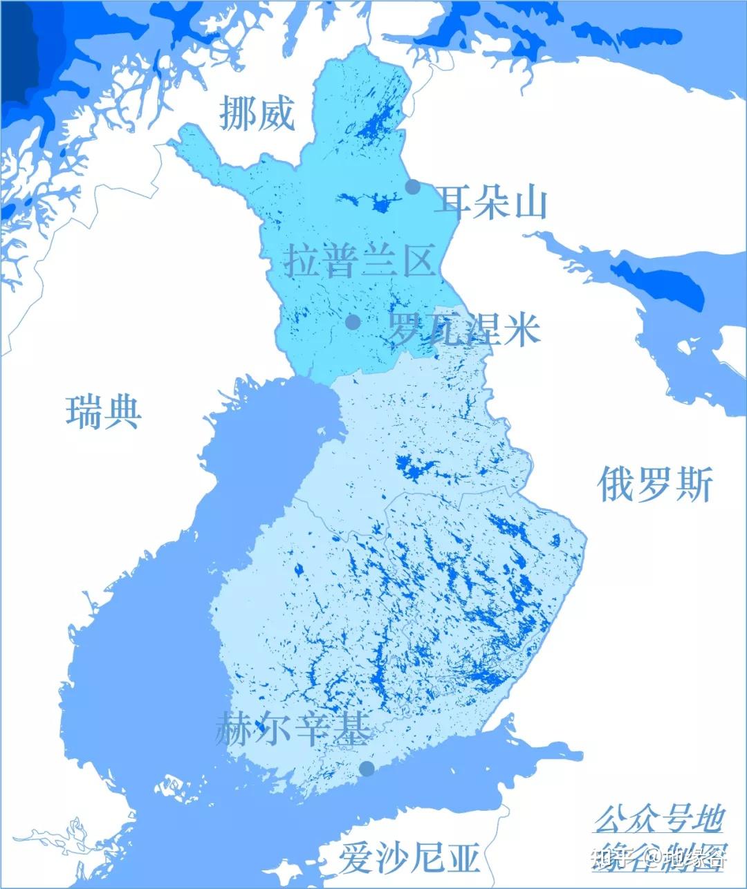 耳朵山及罗瓦涅米位置示意 制图.地缘谷耳朵山上的雪与针叶林 来源.
