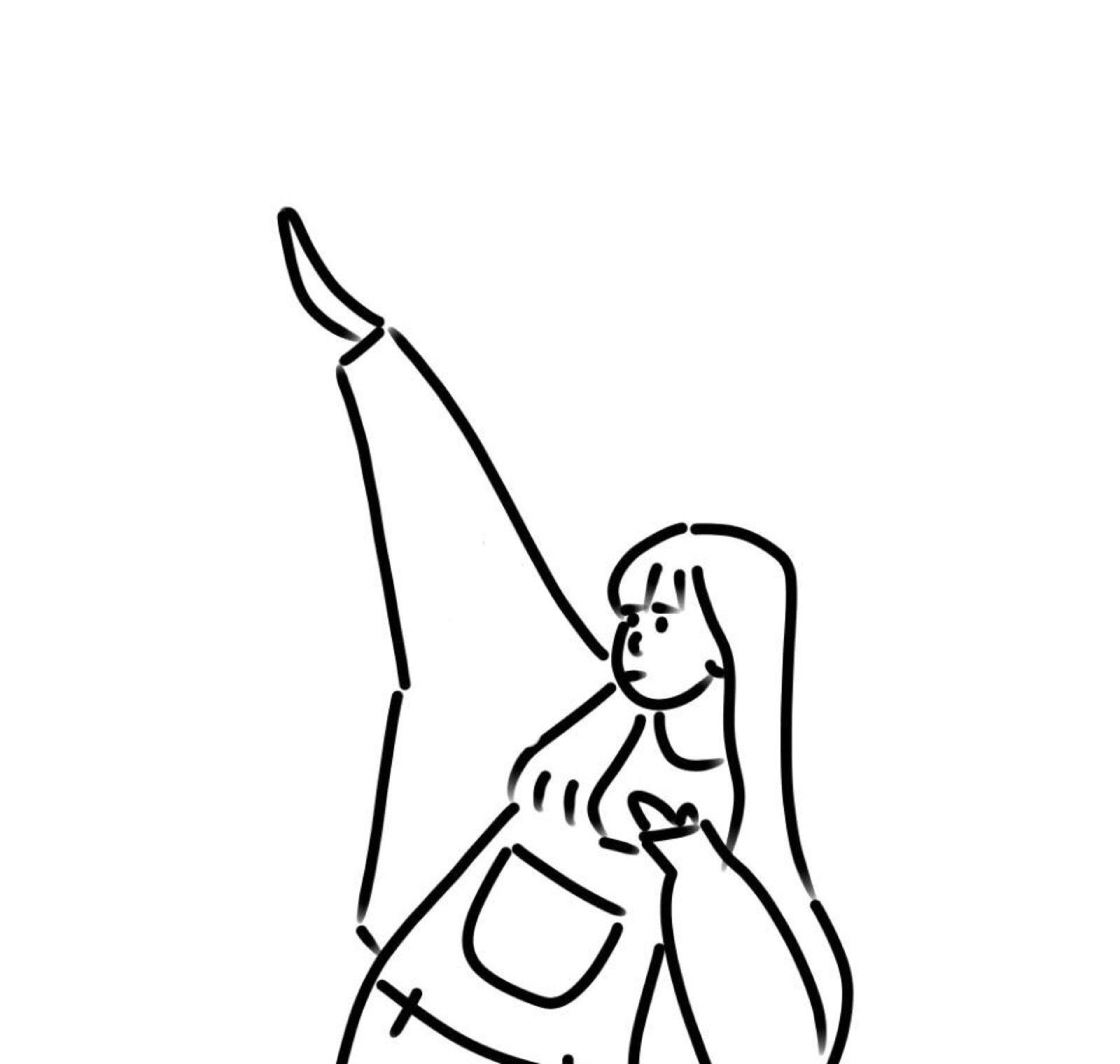 有没有类似这样白底简单黑色线条的人物图片作壁纸或者头像?