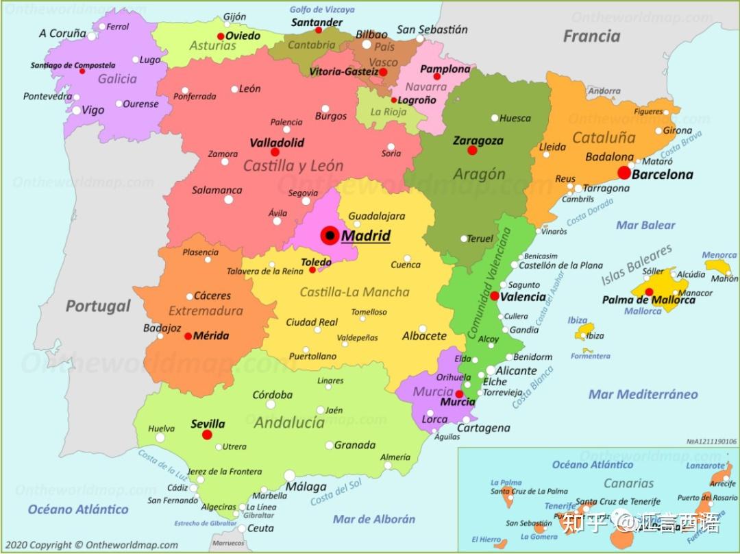 西班牙语国家分布地图图片