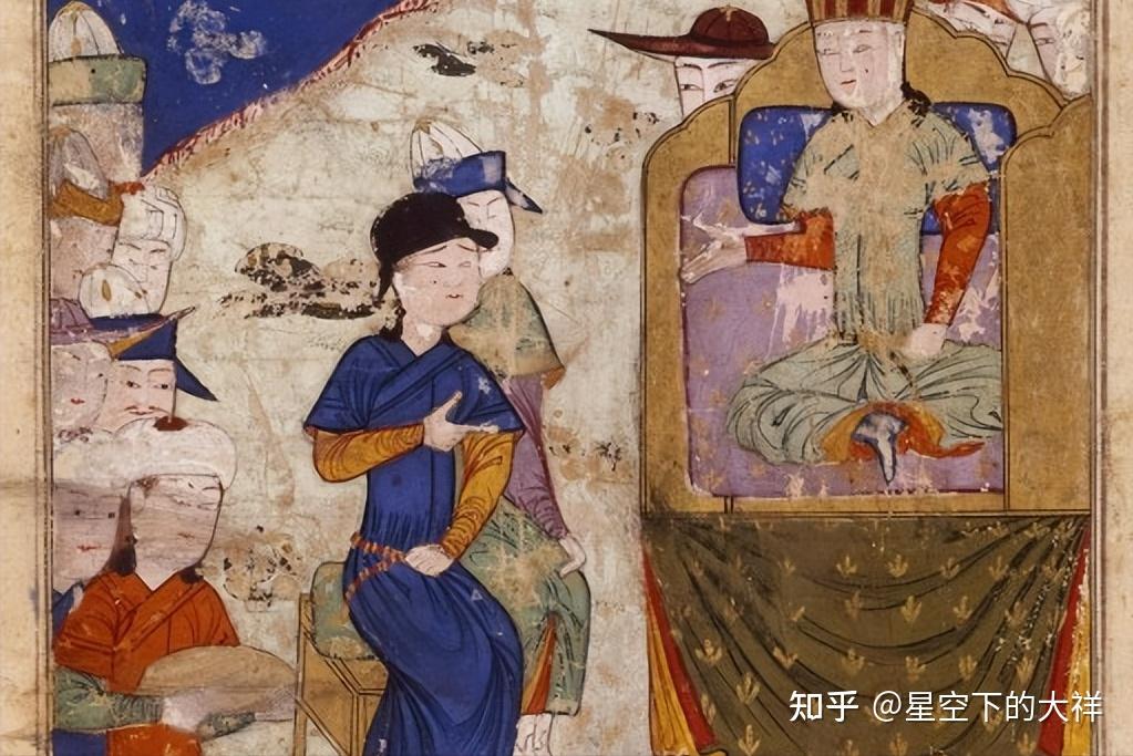 波斯细密画中的蒙古可汗蒙哥灭亡后, "哈里发"的头衔作为伊斯兰教宗教